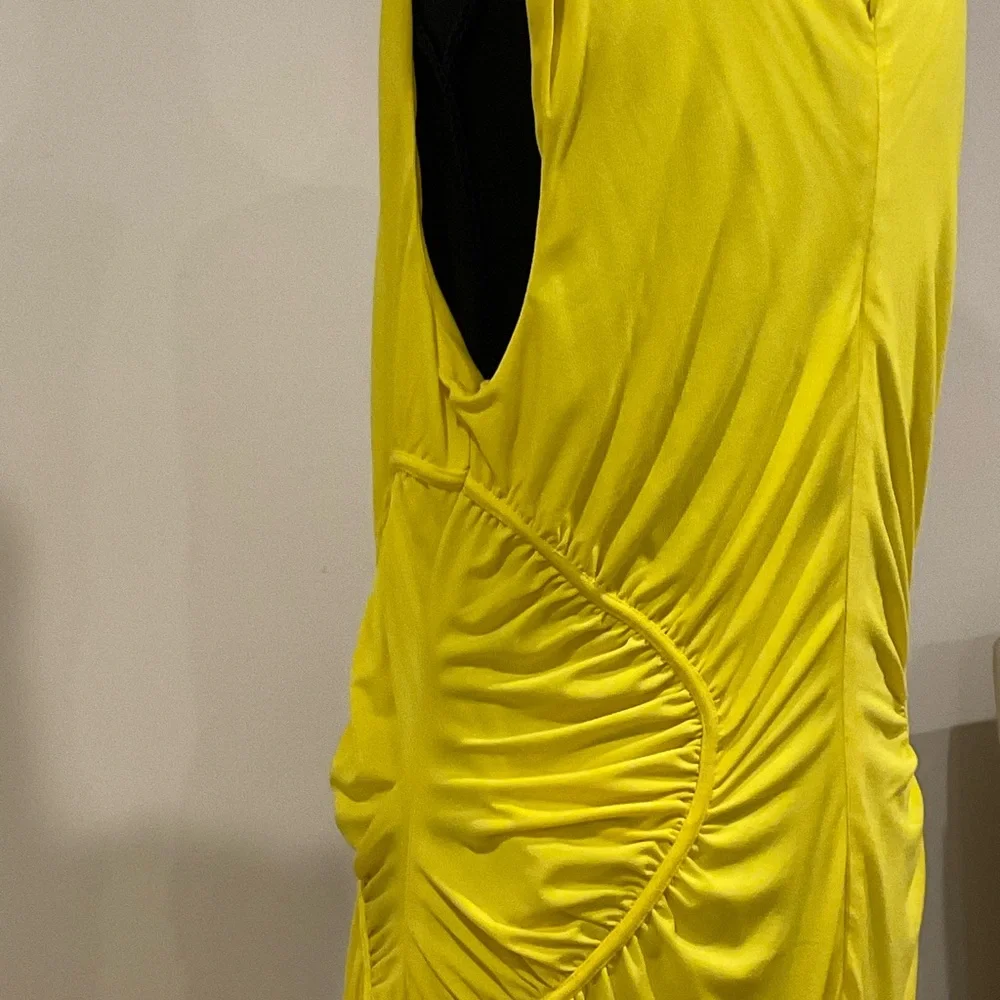 New York & Company Yellow Ruched Maxi Dress - Picture 2 of 3